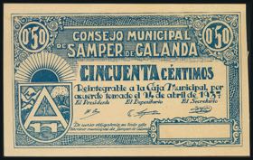 SAMPER DE CALANDA (TERUEL). 50 Céntimos. 24 ... 