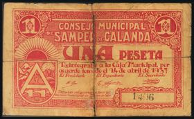 SAMPER DE CALANDA (TERUEL). 1 peseta. April ... 