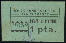 SAN CLEMENTE (CUENCA). 1 Peseta. (1937ca). ... 