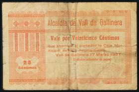 VALL DE GALLINERA (ALICANTE). 25 Céntimos. ... 