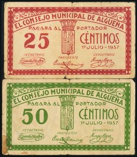 ALGUEÑA (ALICANTE). 25 Céntimos y 50 ... 