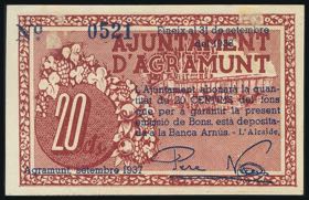 AGRAMUNT (LERIDA). 20 cents. September 1937. ... 