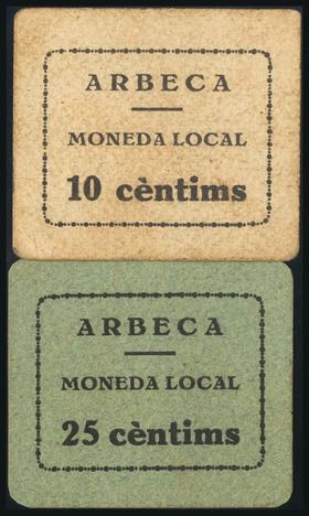 ARBECA (LERIDA). 10 Cents and 25 Cents. ... 