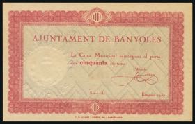 BANYOLES (GERONA). 50 cents. 1937. Series A. ... 
