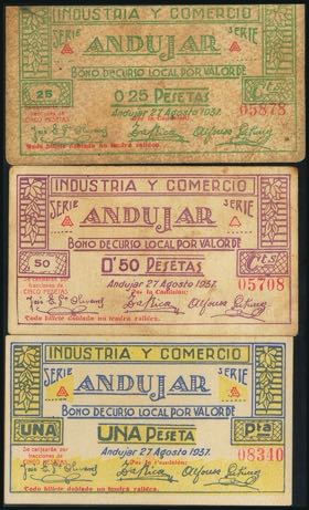 ANDUJAR (JAEN). 25 Cents, 50 Cents and 1 ... 