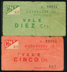 BARCELONA. 5 Cents and 10 Cents. (1938ca). ... 