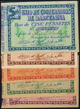 BARCELONA. 5 Pesetas. November 21, 1937. ... 