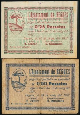 BEGUES (BARCELONA). 25 Cents and 50 Cents. ... 