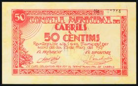 CABRILS (BARCELONA). 50 Céntimos. Mayo ... 