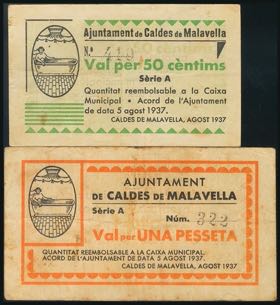 CALDES DE MALAVELLA (GERONA). 50 Cents and 1 ... 