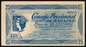 BADAJOZ. 25 Céntimos. 1 de Octubre de 1937. ... 