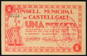 CASTELLGALI (BARCELONA). 1 peseta. May 21, ... 