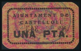CASTELLOLI (BARCELONA). 1 Peseta. (1938ca). ... 