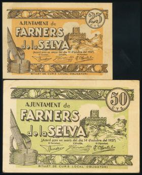 FARNERS DE LA SELVA (GERONA). 25 Cents and ... 