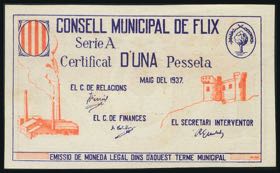 FLIX (TARRAGONA). 1 Peseta. Mayo 1937. Serie ... 