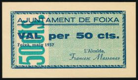FOIXA (GERONA). 50 Céntimos. Mayo 1937. ... 