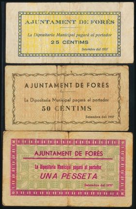 FORES (TARRAGONA). 25 Cents, 50 Cents and 1 ... 
