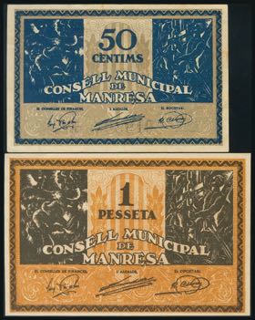 MANRESA (BARCELONA). 50 Cents and 1 Peseta. ... 