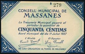 MASSANES (GERONA). 50 cents. July 11, 1937. ... 