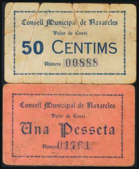 NAVARCLES (BARCELONA). 50 Céntimos y 1 ... 