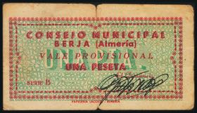 BERJA (ALMERIA). 1 Peseta. (1938ca). Serie ... 