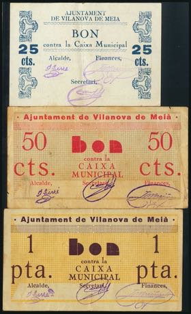 VILANOVA DE MEIA (LERIDA). 25 Cents, 50 ... 