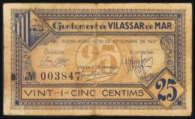 VILASSAR DE MAR (BARCELONA). 25 cents. ... 