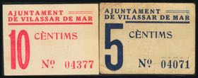 VILASSAR DE MAR (BARCELONA). 5 Cents and 10 ... 