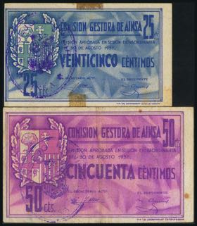AINSA (HUESCA). 25 Céntimos y 50 ... 