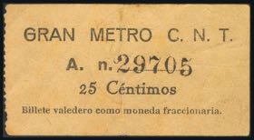 Voucher of 25 Cents of the Great Metro of ... 