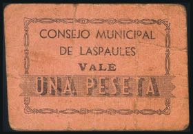 LASPAULES (HUESCA). 1 Peseta. (1938ca). ... 