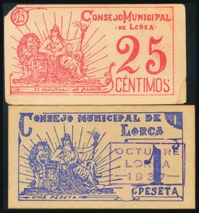 LORCA (MURCIA). 25 Cents and 1 Peseta. ... 