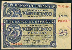 25 Pesetas. 21 de Noviembre de 1936. Banco ... 
