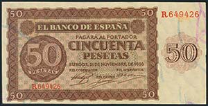 50 Pesetas. 21 de Noviembre de 1936. Banco ... 
