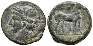 CARTAGO. Shekel. 215-201 a.C. Zeugitania. A/ ... 