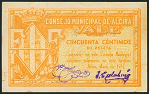 ALCIRA (VALENCIA). 50 Céntimos. Mayo de ... 