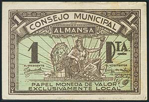 ALMANSA (ALBACETE). 1 Peseta. (1936ca). ... 
