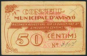 AVINYO (BARCELONA). 50 Céntimos. (1937ca). ... 