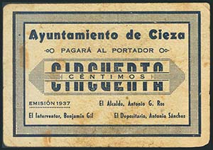 CIEZA (MURCIA). 50 Céntimos. 1937. ... 