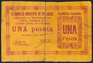 LA UNION (MURCIA). 1 Peseta. Junio de 1937. ... 