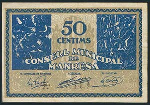 MANRESA (BARCELONA). 50 Céntimos. (1937ca). ... 