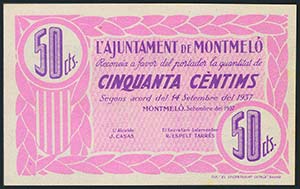 MONTMELO (BARCELONA). 50 Céntimos. 14 de ... 