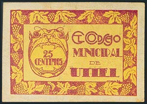 UTIEL (VALENCIA). 25 Céntimos. (1937ca). ... 