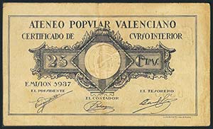VALENCIA. 25 Céntimos. 1937. Anverso en ... 