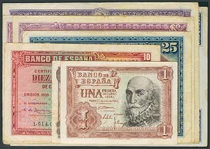 Conjunto de 9 billetes del Banco de España ... 