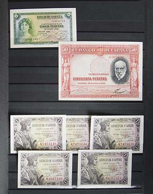 Conjunto de billetes entre los años 1940 y ... 