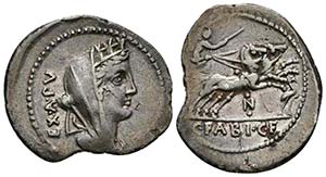 C. FABIUS. C.F. HADRIANUS. Denario. 102 a.C. ... 