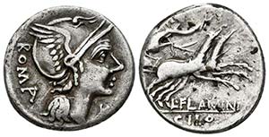 L. FLAMINIUS. CHILO. Denario. 109-108 a.C. ... 