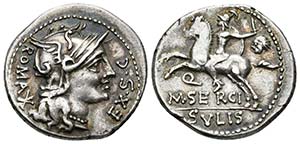 M. SERGIUS SILUS. Denario. 116-115 a.C. ... 