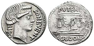 L. SCRIBONIUS. LIBO. Denario. 62 a.C. Roma. ... 